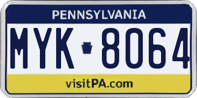 PA license plate MYK8064