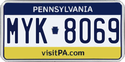 PA license plate MYK8069