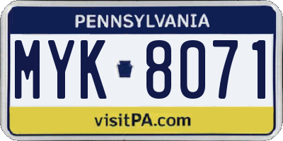 PA license plate MYK8071
