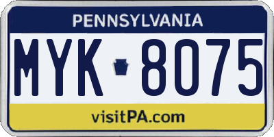 PA license plate MYK8075