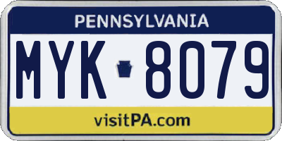 PA license plate MYK8079