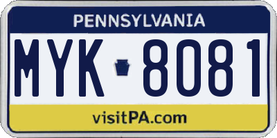 PA license plate MYK8081