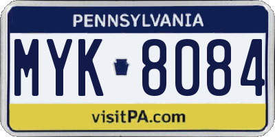 PA license plate MYK8084