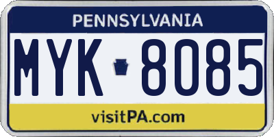 PA license plate MYK8085