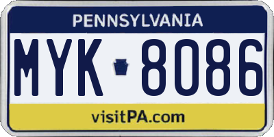 PA license plate MYK8086