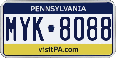 PA license plate MYK8088