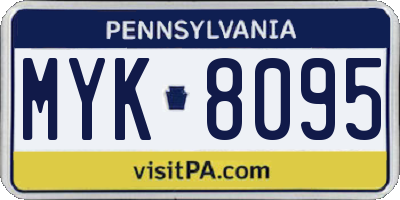 PA license plate MYK8095