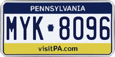 PA license plate MYK8096
