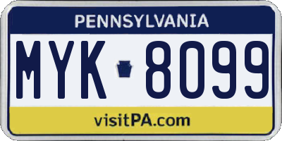 PA license plate MYK8099