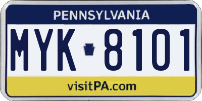 PA license plate MYK8101