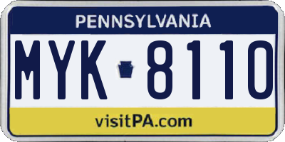 PA license plate MYK8110