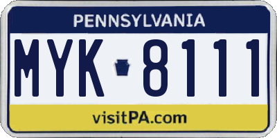 PA license plate MYK8111