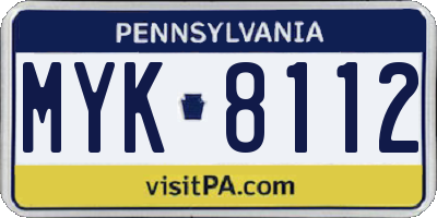 PA license plate MYK8112