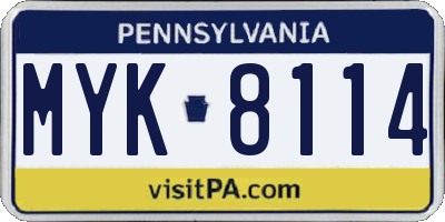 PA license plate MYK8114