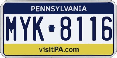 PA license plate MYK8116