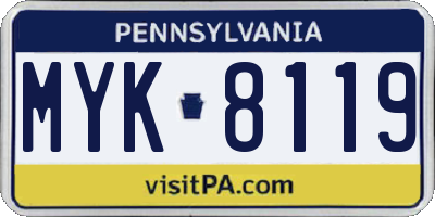 PA license plate MYK8119