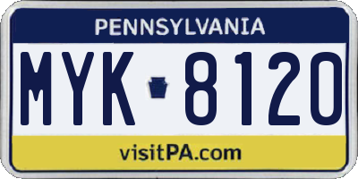 PA license plate MYK8120