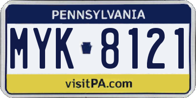 PA license plate MYK8121