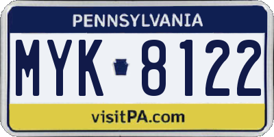 PA license plate MYK8122
