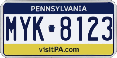 PA license plate MYK8123