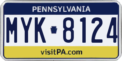 PA license plate MYK8124
