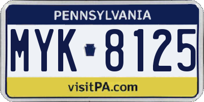 PA license plate MYK8125