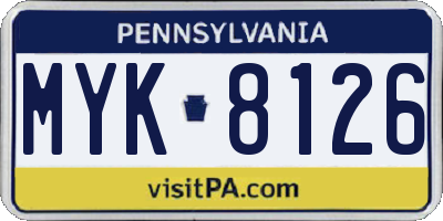 PA license plate MYK8126