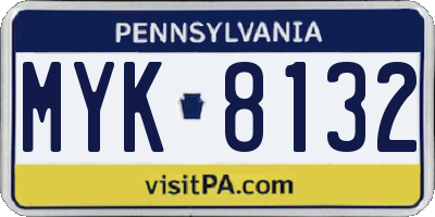 PA license plate MYK8132