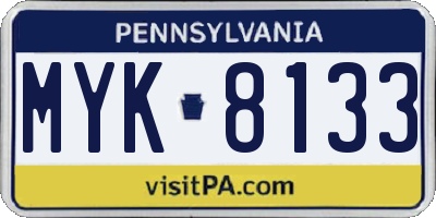 PA license plate MYK8133