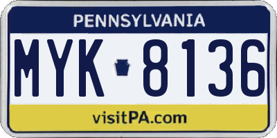 PA license plate MYK8136
