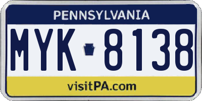 PA license plate MYK8138