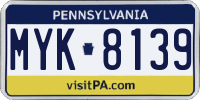 PA license plate MYK8139