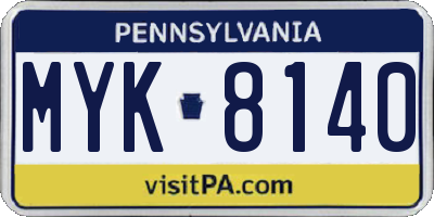 PA license plate MYK8140