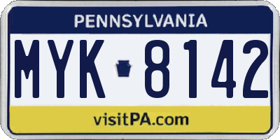 PA license plate MYK8142