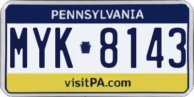 PA license plate MYK8143