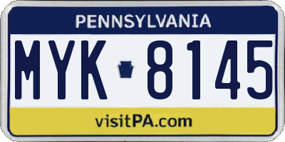 PA license plate MYK8145