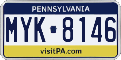 PA license plate MYK8146