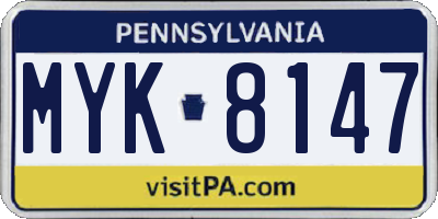 PA license plate MYK8147