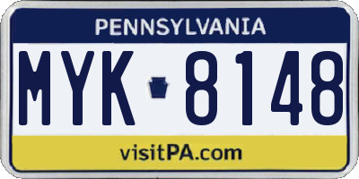 PA license plate MYK8148