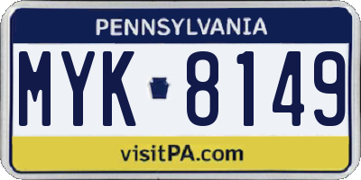 PA license plate MYK8149