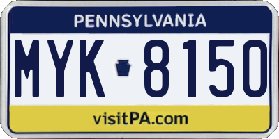 PA license plate MYK8150