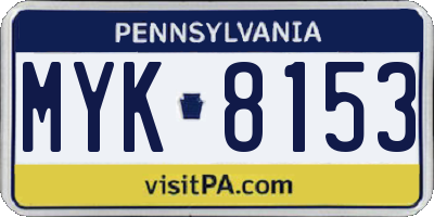 PA license plate MYK8153