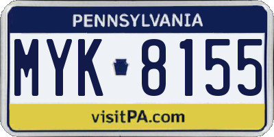 PA license plate MYK8155