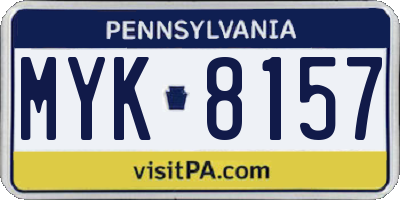 PA license plate MYK8157