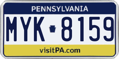 PA license plate MYK8159