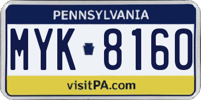 PA license plate MYK8160