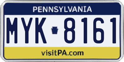 PA license plate MYK8161