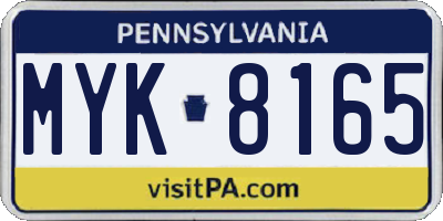 PA license plate MYK8165