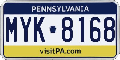PA license plate MYK8168
