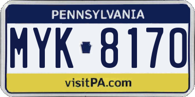 PA license plate MYK8170